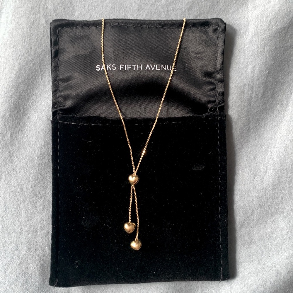 18k gold necklace with heart pendants